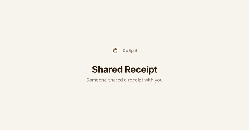 Link preview card showing only the words Shared Receipt, with no store or amount